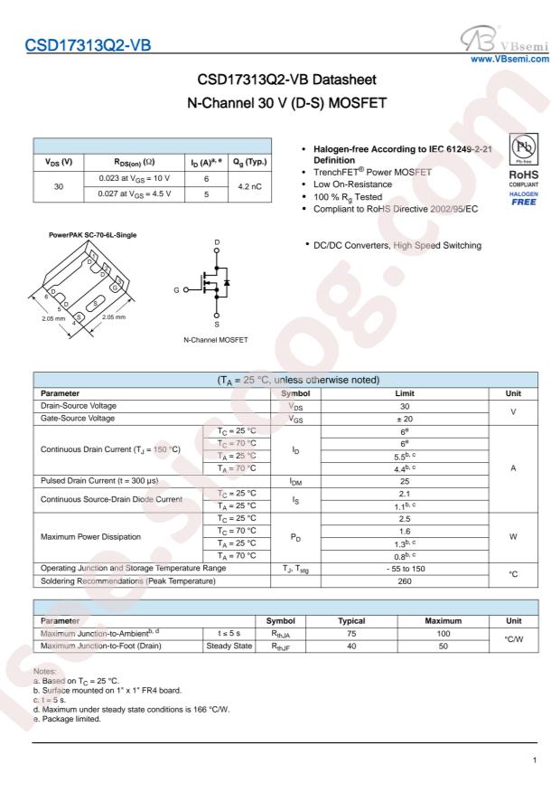 VBsemi Elec CSD17313Q2-VB