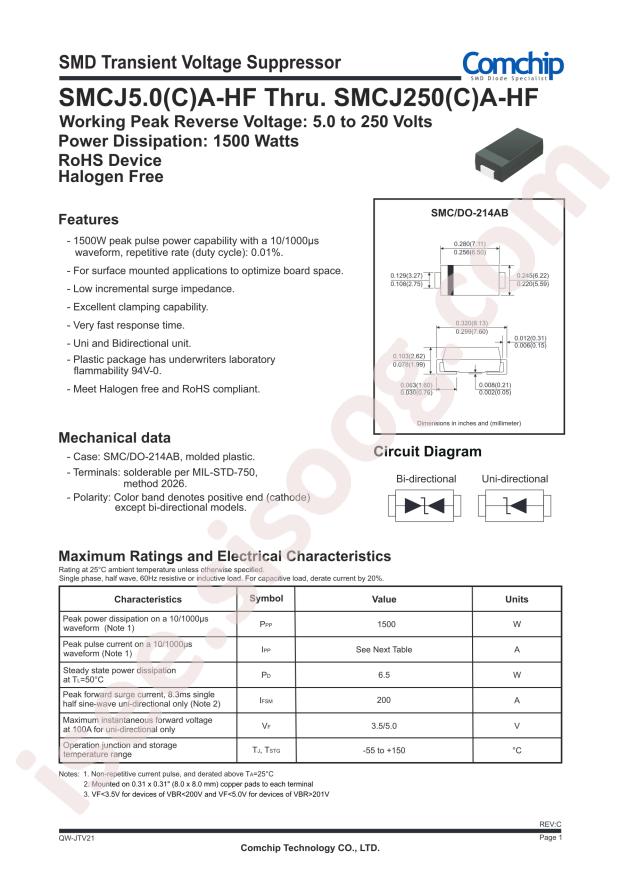Comchip SMCJ30A-HF