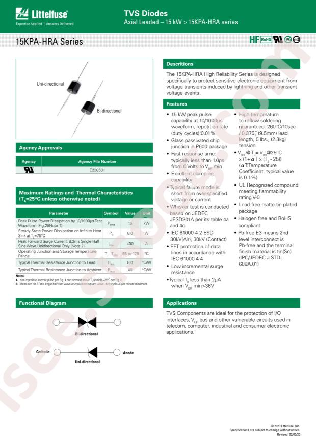 Littelfuse 15KPA160A-HRA