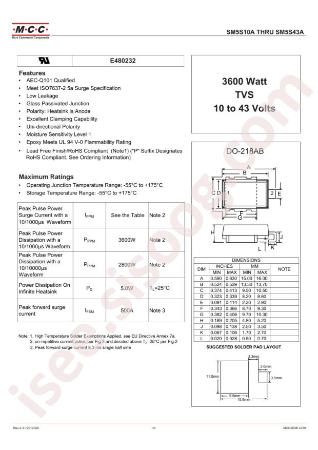 MCC SM5S30A-TP