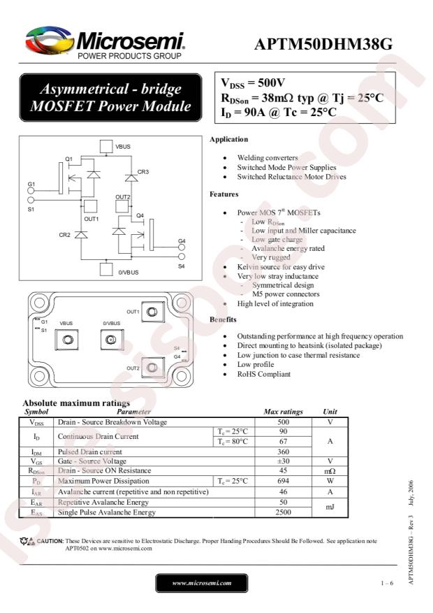 MICROCHIP APTM50DHM38G