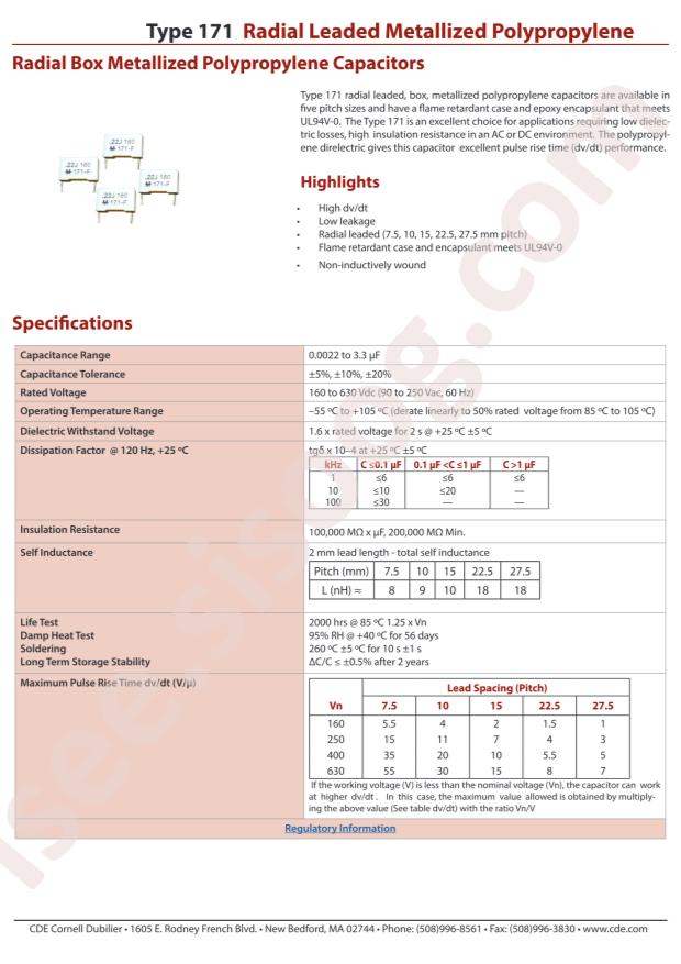 Cornell Dubilier Electronics 171474J250M-F