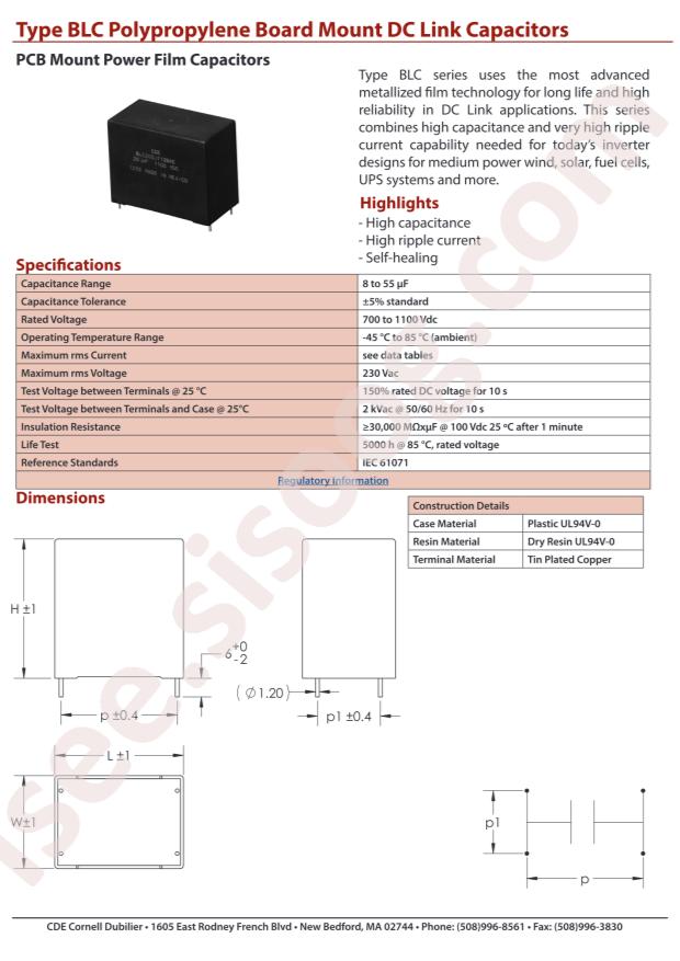 Cornell Dubilier Electronics BLC300J901B4E