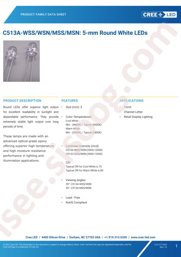 CREE LED C513A-MSN-CW0Z0232