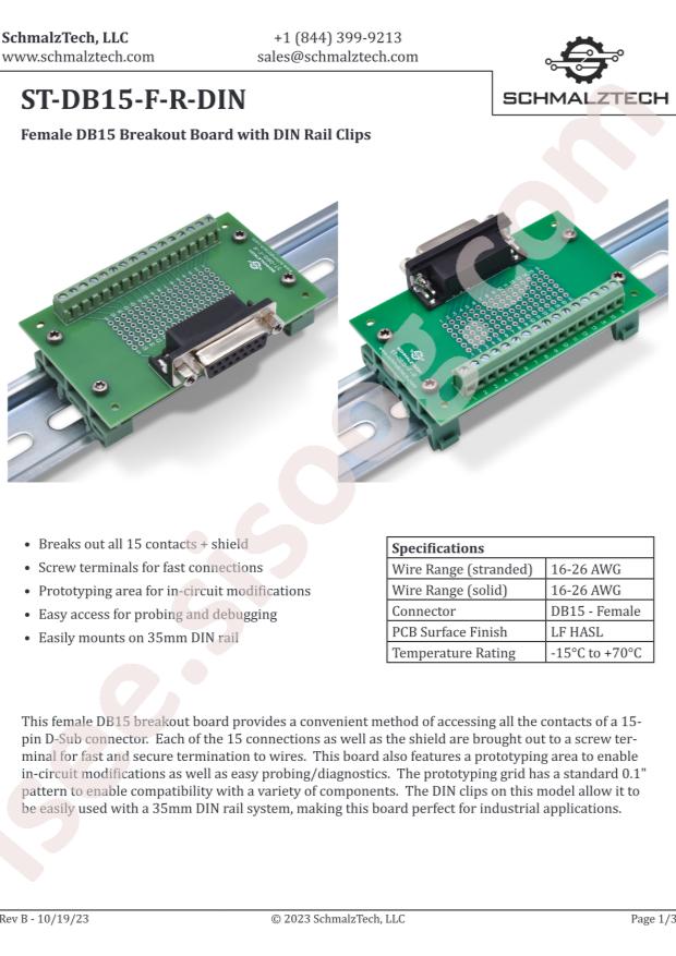 Schmalz ST-DB15-F-R-DIN