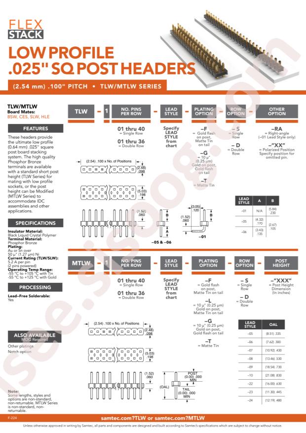 Samtec MTLW-108-05-G-D-200