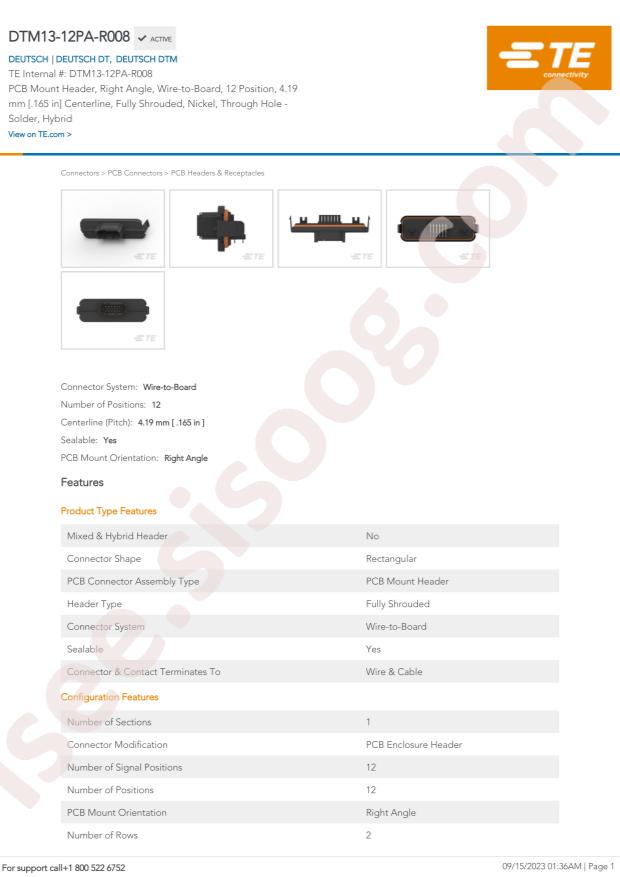 TE Connectivity DTM13-12PA-R008