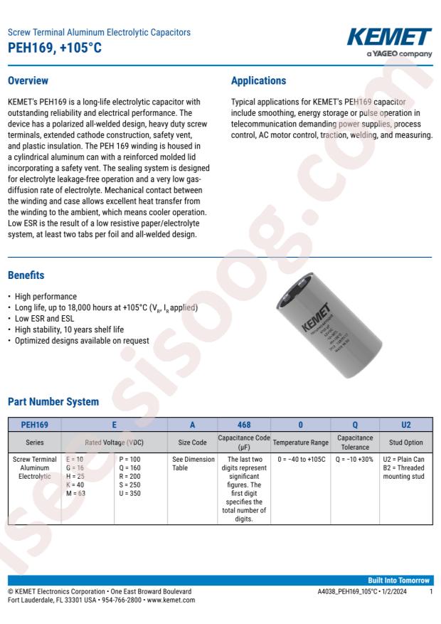 KEMET PEH169UA3100QB2