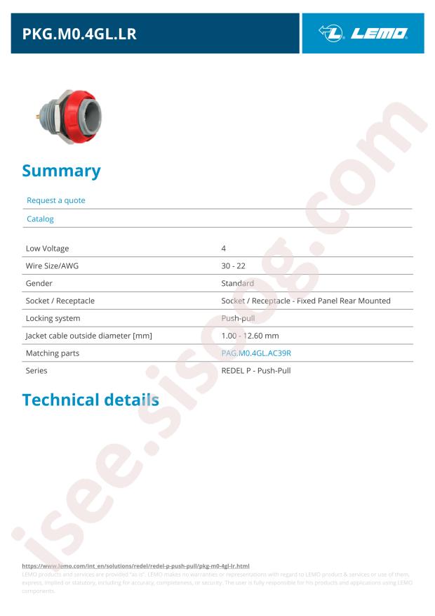 LEMO PKG.M0.4GL.LR