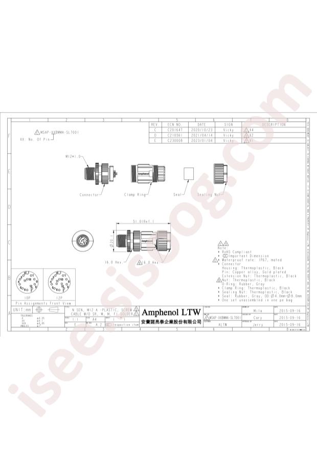 Amphenol MSAP-10BMMA-SL7001