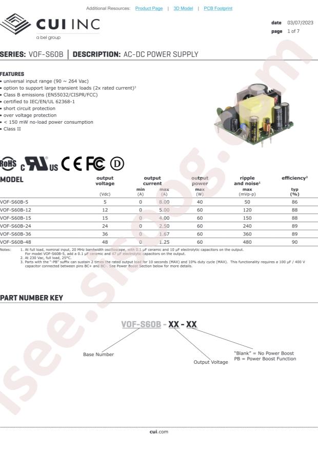 CUI VOF-S60B-36