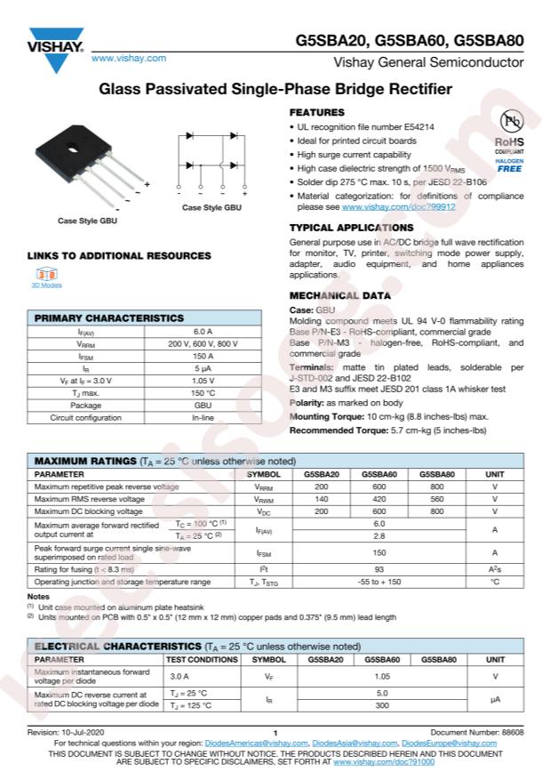 VISHAY G5SBA80-M3/45