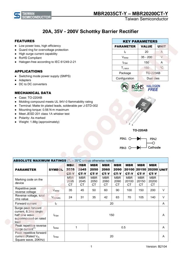 Taiwan Semiconductor MBR2060CT-Y