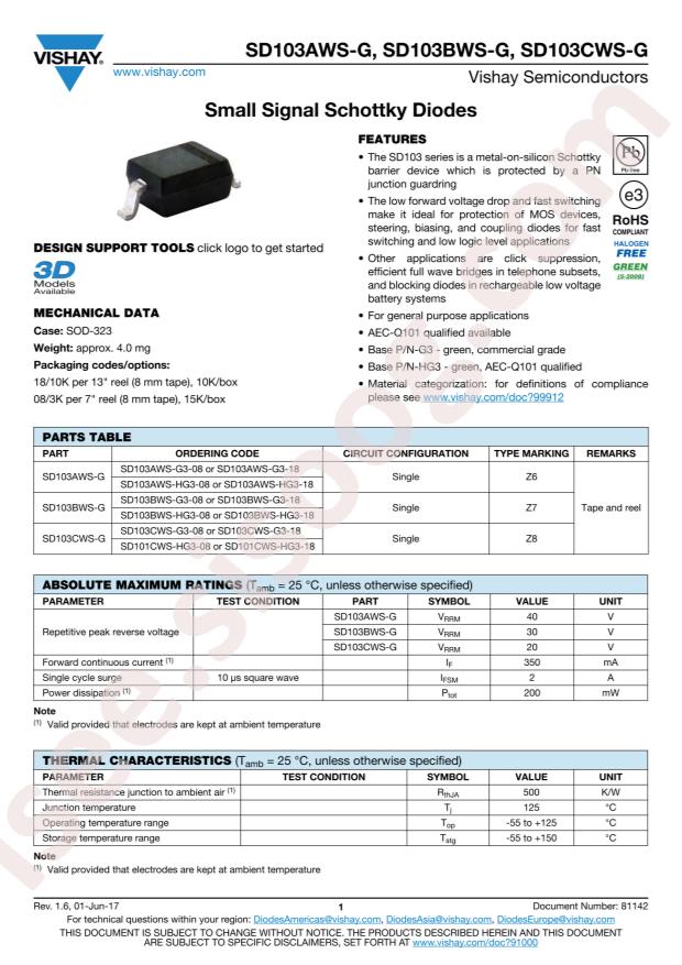 VISHAY SD103BWS-HG3-08