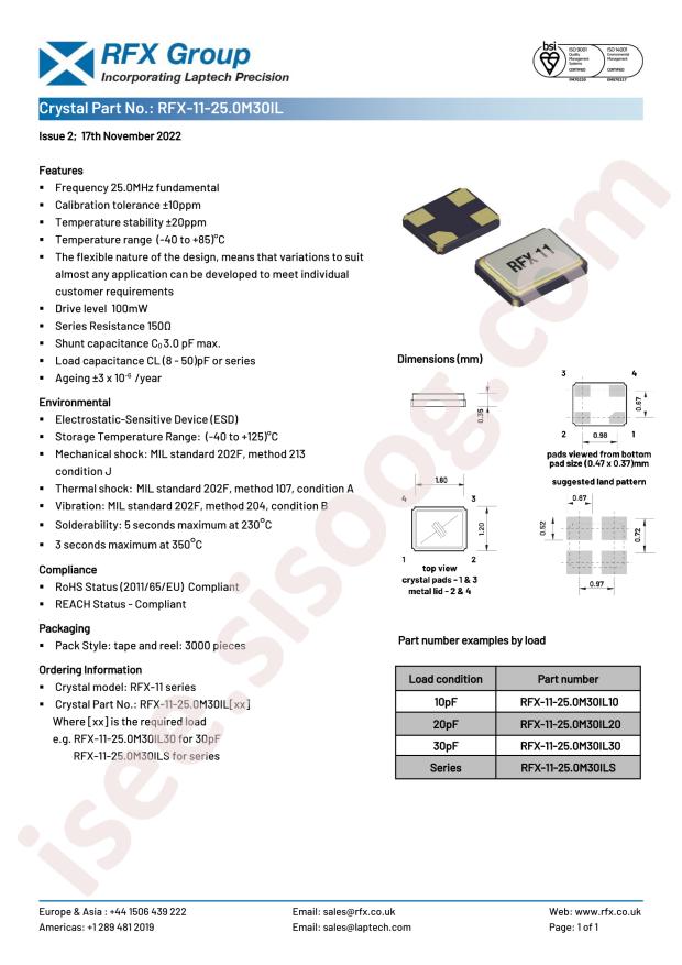 RFX Group RFX-11-25.0M30IL18