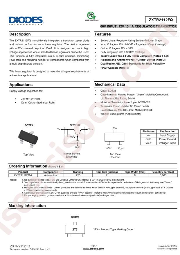 DIODES ZXTR2112FQ-7