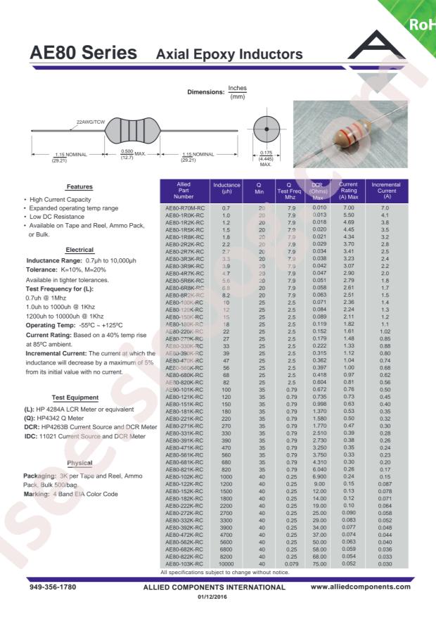Allied Components International AE80-1R5K-RC-TR