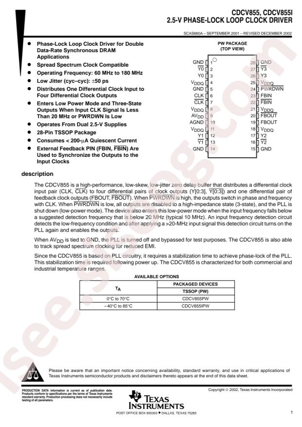 TI CDCV855PWR