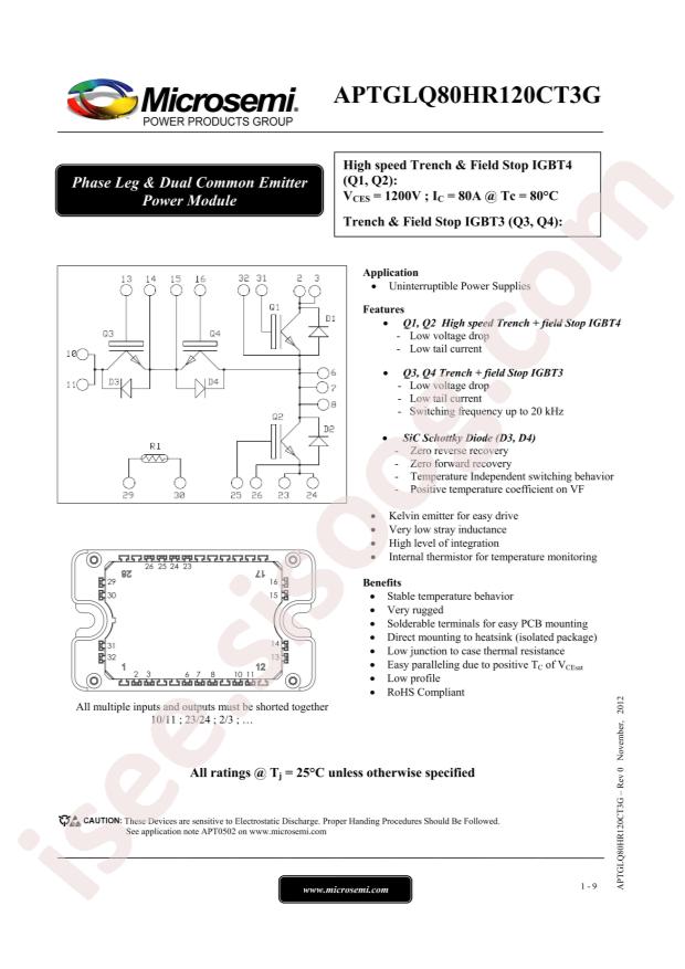 MICROCHIP APTGLQ80HR120CT3G
