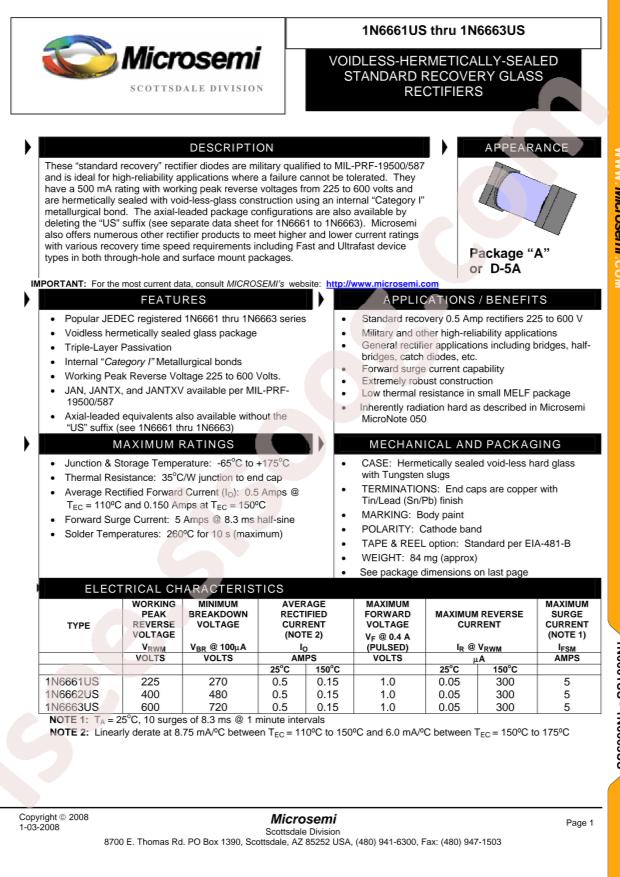 MICROCHIP 1N6662US