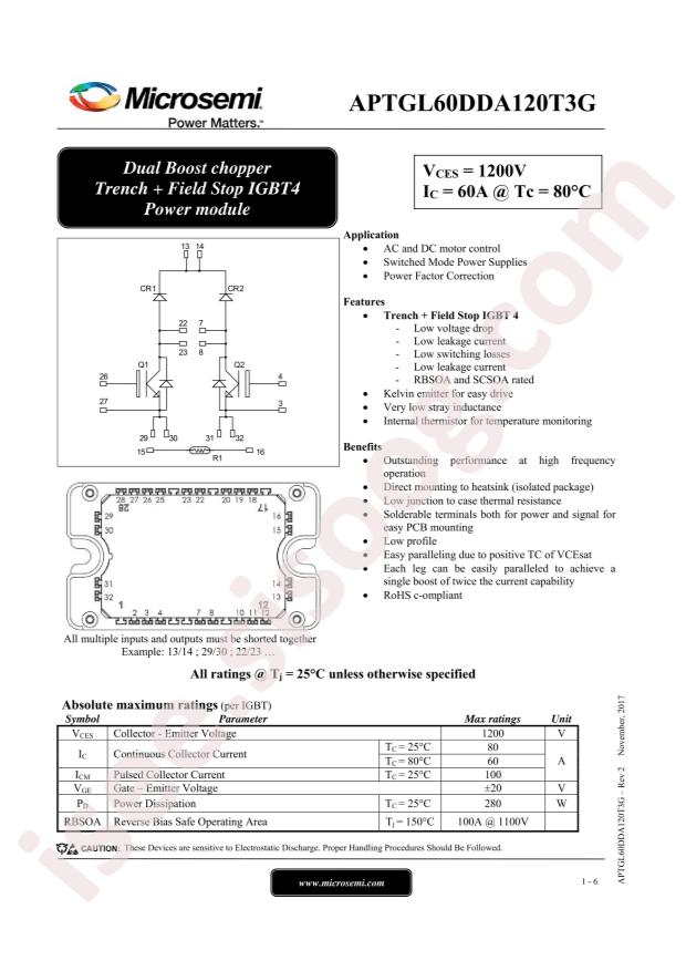 MICROCHIP APTGL60DDA120T3G