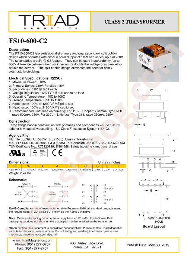 Triad Magnetics FS10-600-C2