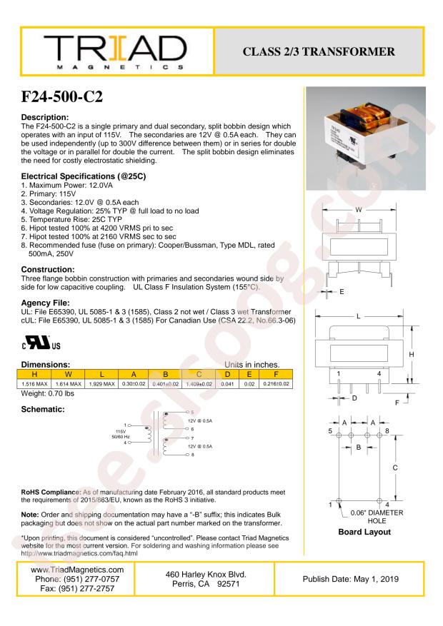 Triad Magnetics F24-500-C2