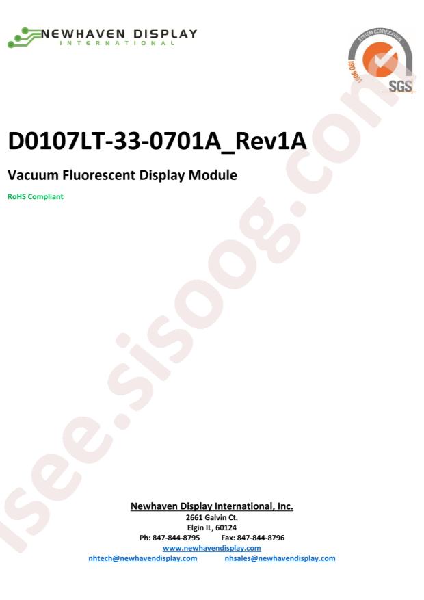 Newhaven Display(Newhaven Display International) D0107LT-33-0701A