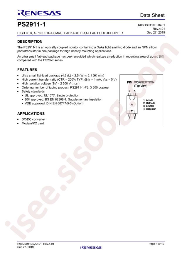 RENESAS PS2911-1-V-F3-L-AX