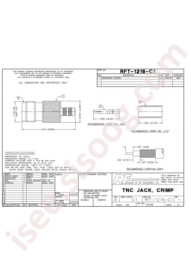 RF Industries RFT-1216-C1