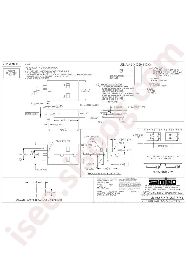 Samtec USB-AM-S-F-B-SM1-R
