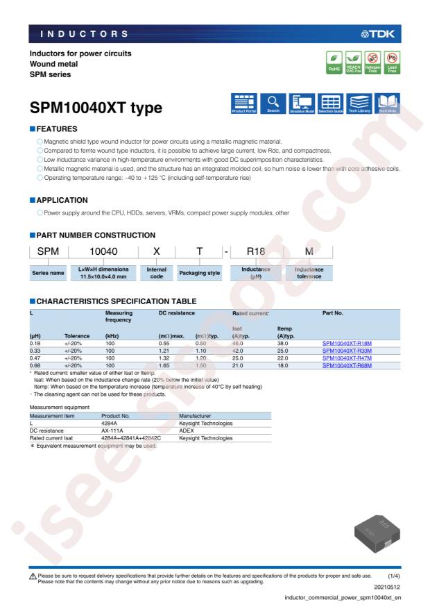 TDK SPM10040XT-R33M