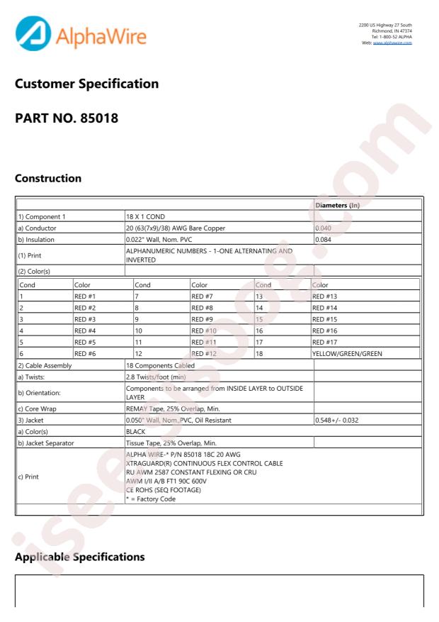 Alpha Wire 85018 BK005