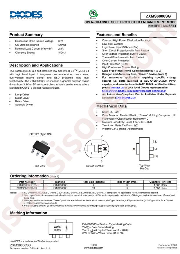 DIODES ZXMS6006SGTA