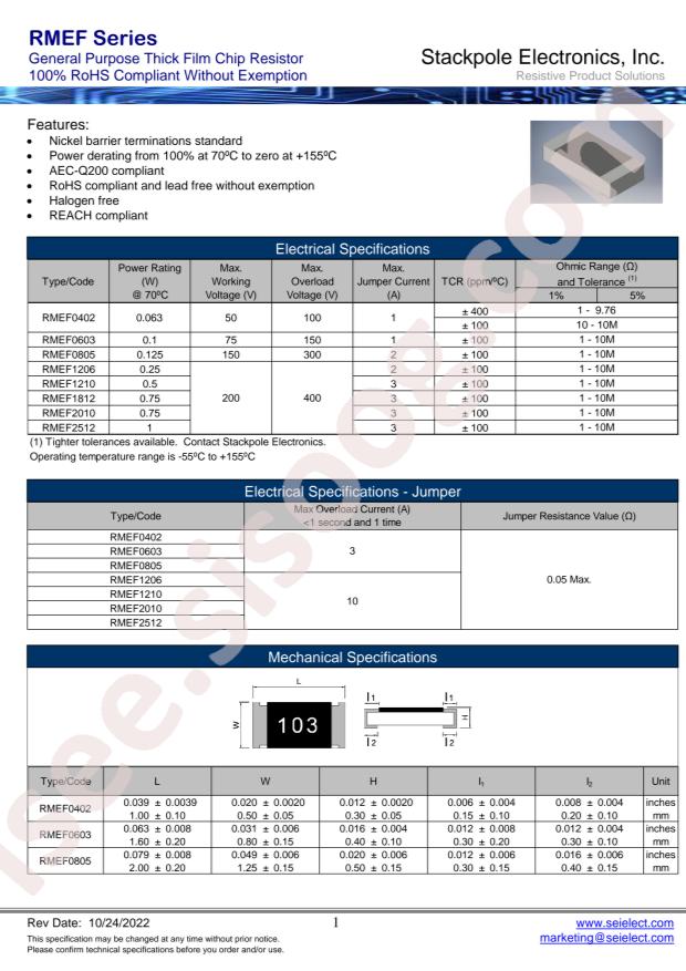 SEI(Stackpole Electronics Inc.) RMEF0805JT510R