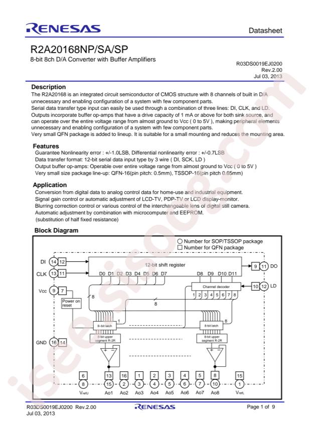 RENESAS R2A20168NP#W5