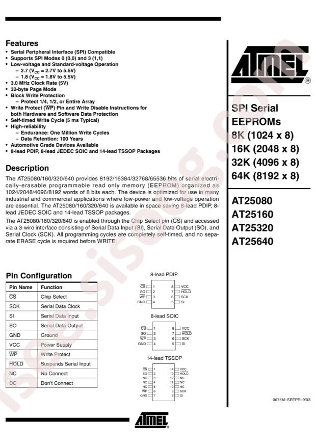 MICROCHIP AT25320-10PI-2.7