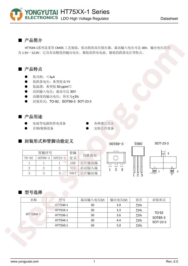YONGYUTAI HT7530-1 HT30