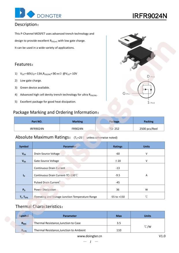 DOINGTER IRFR9024N