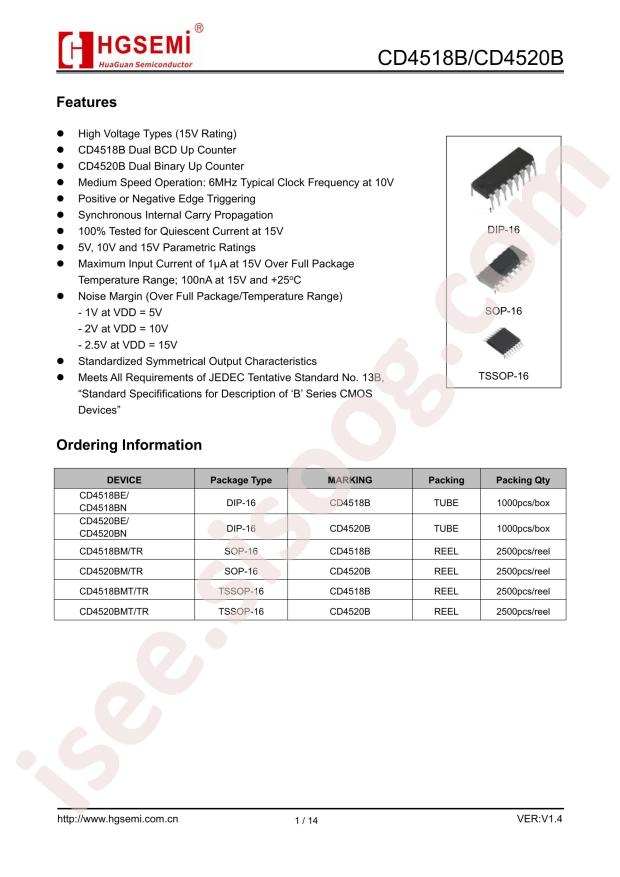 HGSEMI CD4520BE