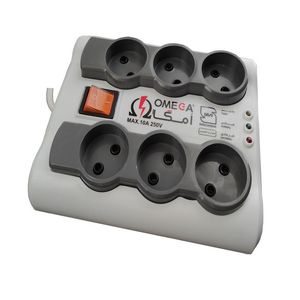محافظ برق 6 خروجی بدون ارت مدل P6000 متراژ 1/5 متری امگا