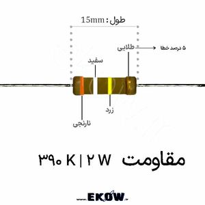 مقاومت 2 وات 390 کیلو اهم ( 2W 390 K)