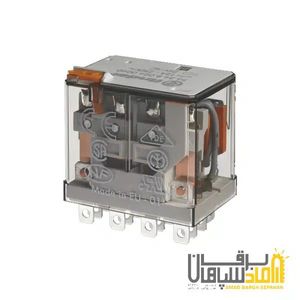 رله Finder فیندر 230VAC چهار کنتاکت 12 آمپر نصب با سر سیم و سوکت 96 مدل 563482300040