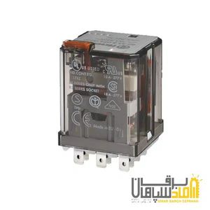 رله Finder فیندر 230VAC سه کنتاکت 16 آمپر نصب با سر سیم و سوکت 92 مدل 623382304040