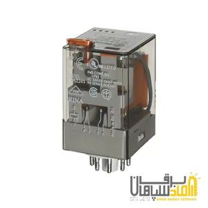 رله Finder فیندر 24VDC دو کنتاکت 10 آمپر 8 پین نصب بر سوکت 90 مدل 601290240040