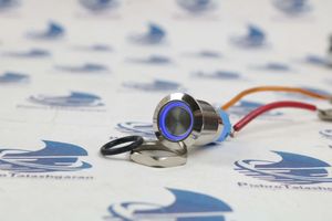 کلید فشاری چراغ دار آبی قطر 12mm ولتاژ 12V/24V