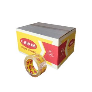 چسب نواری پهن 38 میکرون تعداد 10 کارتن(600 حلقه)کروم زردchrom