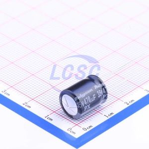 خازن 470 میکروفاراد الکترولیتی 35PX470MEFC10X12.5 آلومینیومی دیپ 35 ولت