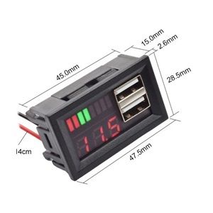 ماژول نمایشگر ولتاژ باتری مناسب خودرو دارای USB