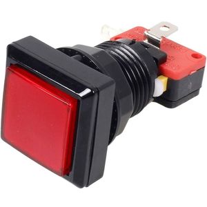 Game Push Button Square Switch 12V LED Illuminated / Arcade Machine Gaming / 33mmx 33mm/ RED